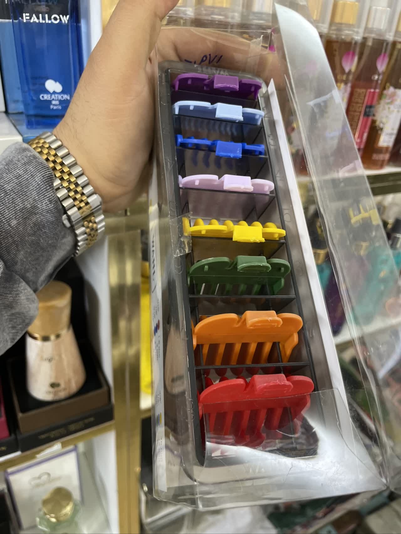 ست شانه ماشین اصلاح وال رنگی پک 8 عددی