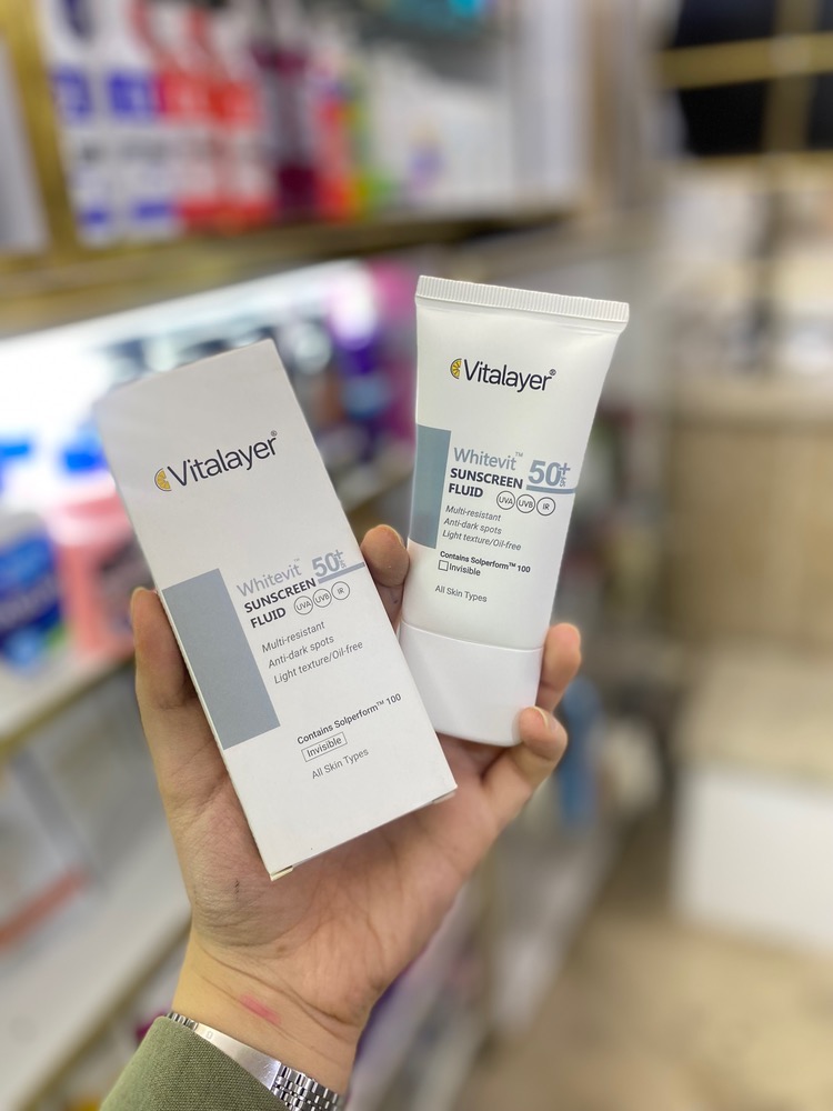 فلوئید ضدآفتاب ویتالیر ضدلک وایت ویت بی رنگ SPF50 حجم ۵۰ میل